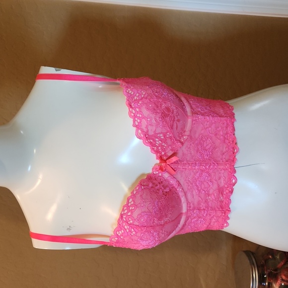 Victorias Secret Hot Pink Lace Bustier Bra (0671) - Picture 1 of 5